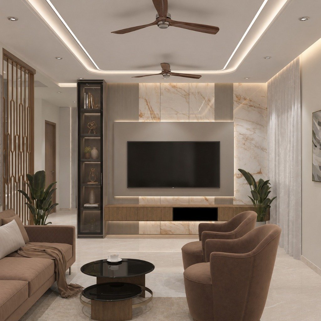 Italian Marble TV Feature Wall & Lounge